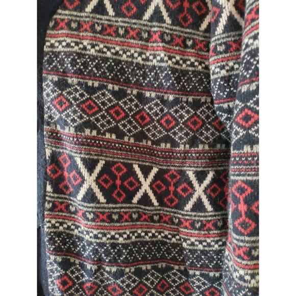 Zara Young Fair Isle V-Neck Cardigan Sweater Navy Red Medium Cozy Warm Cute - Picture 8 of 8